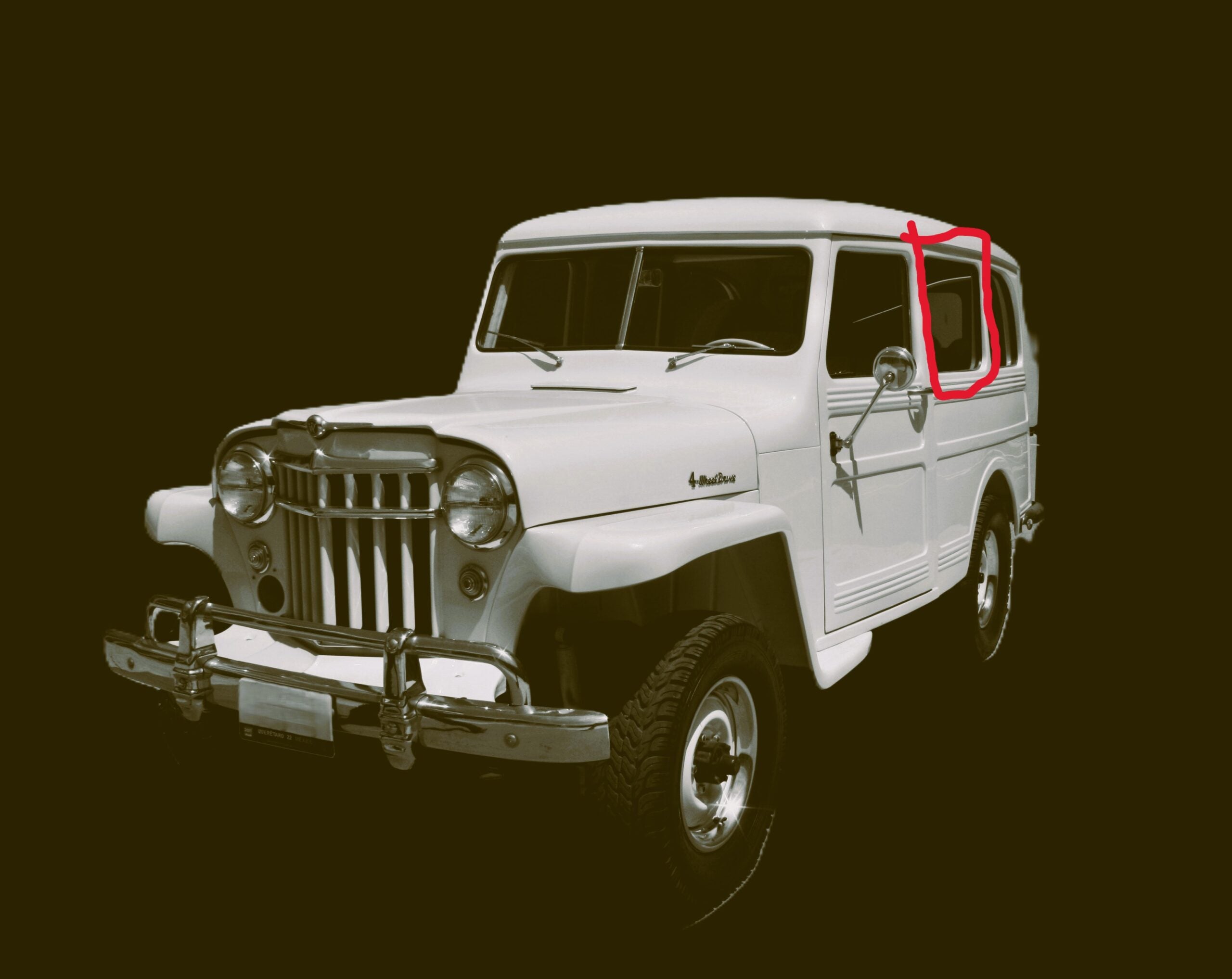 Reproduction Set of 4 sliding Glass pieces fits Willys Wagon 47-63