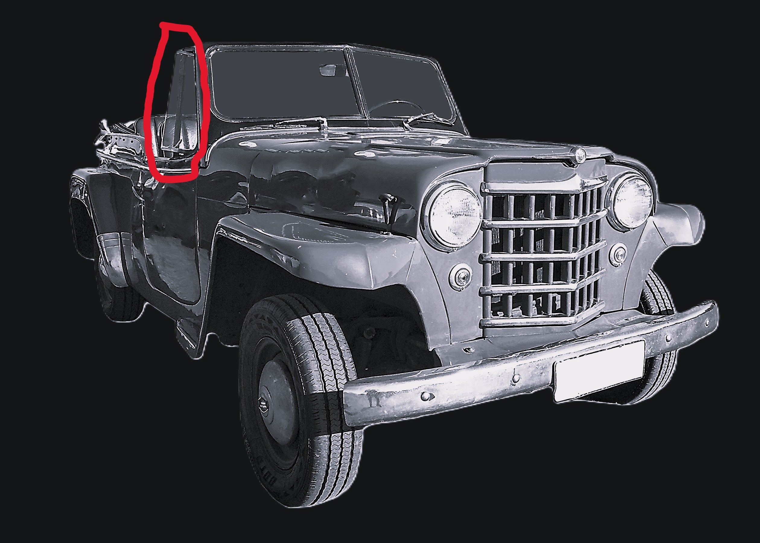 Reproduction Pair of Vent Glass fits Willys Jeepster Vent glass 48-51