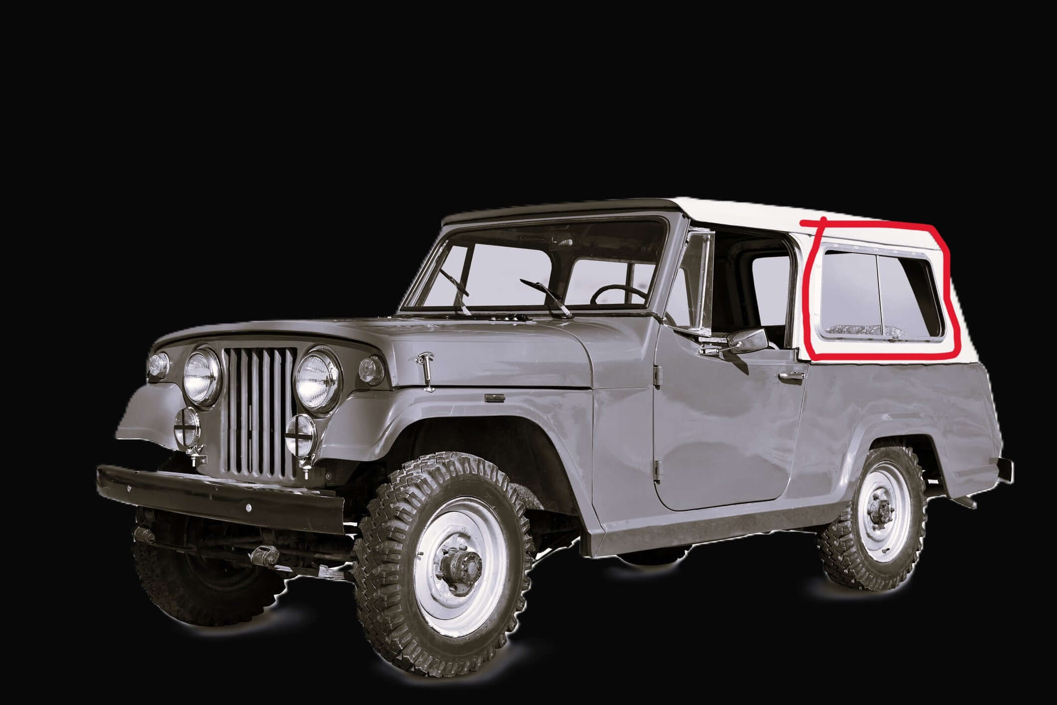 Replacement Rear Quarter glass fits Jeep Commando 67-71