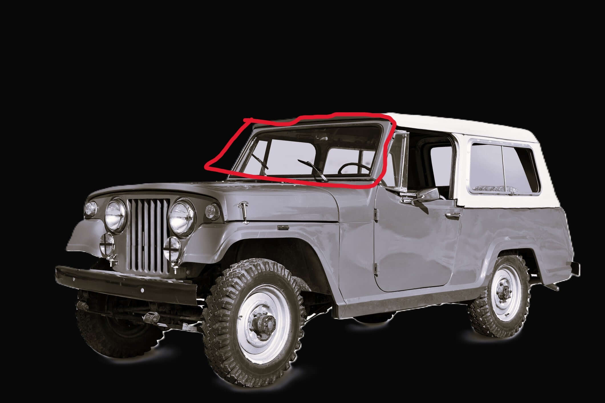 Replacement Windshield glass fits Jeep Commando 67-71
